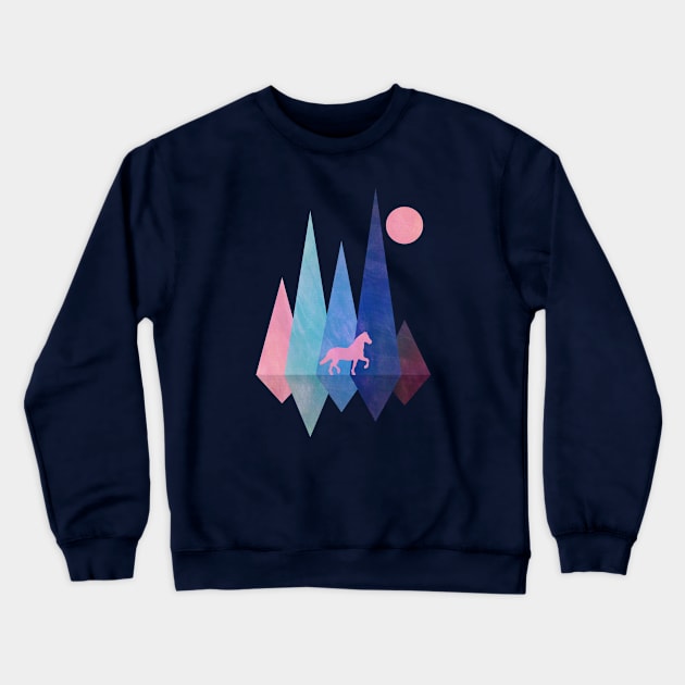 Horse and mountains Crewneck Sweatshirt by RackaFilm